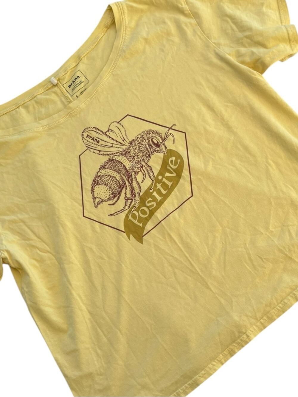 Prana size small oversized Tshirt Positive Bee Graphic Yellow Tee boho
